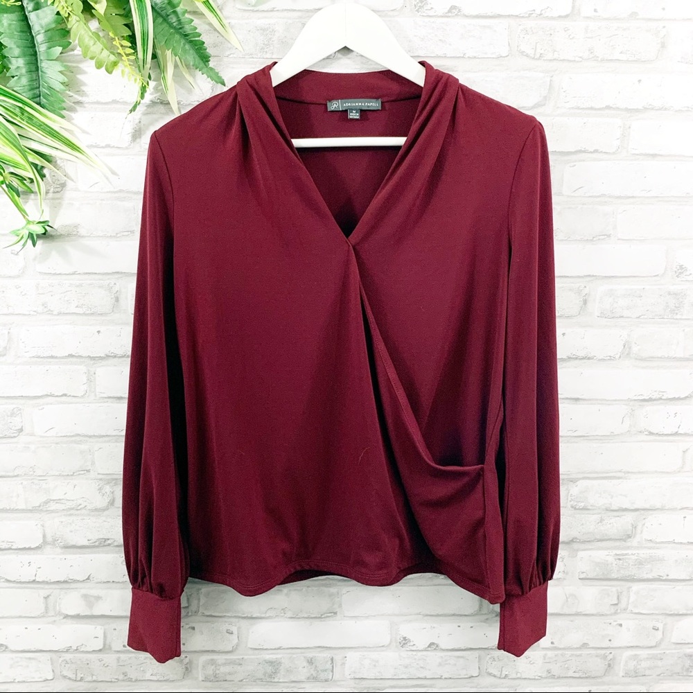 Adrianna Pappel • Wine Colored Wrap Style Blouse
